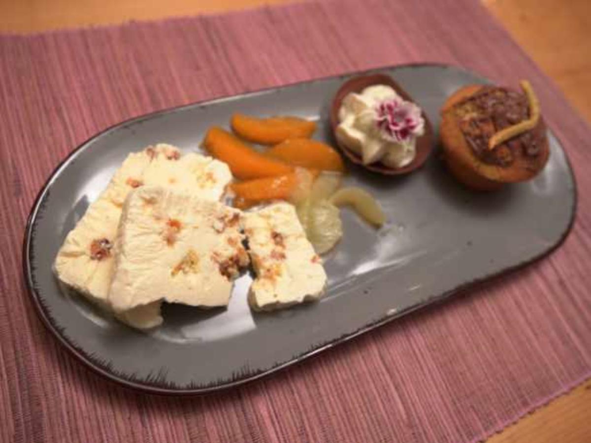 Parfait Cassata mit beschwipsten Zitrusfrüchten und Orangenküchlein - Rezept - Bild Nr. 2