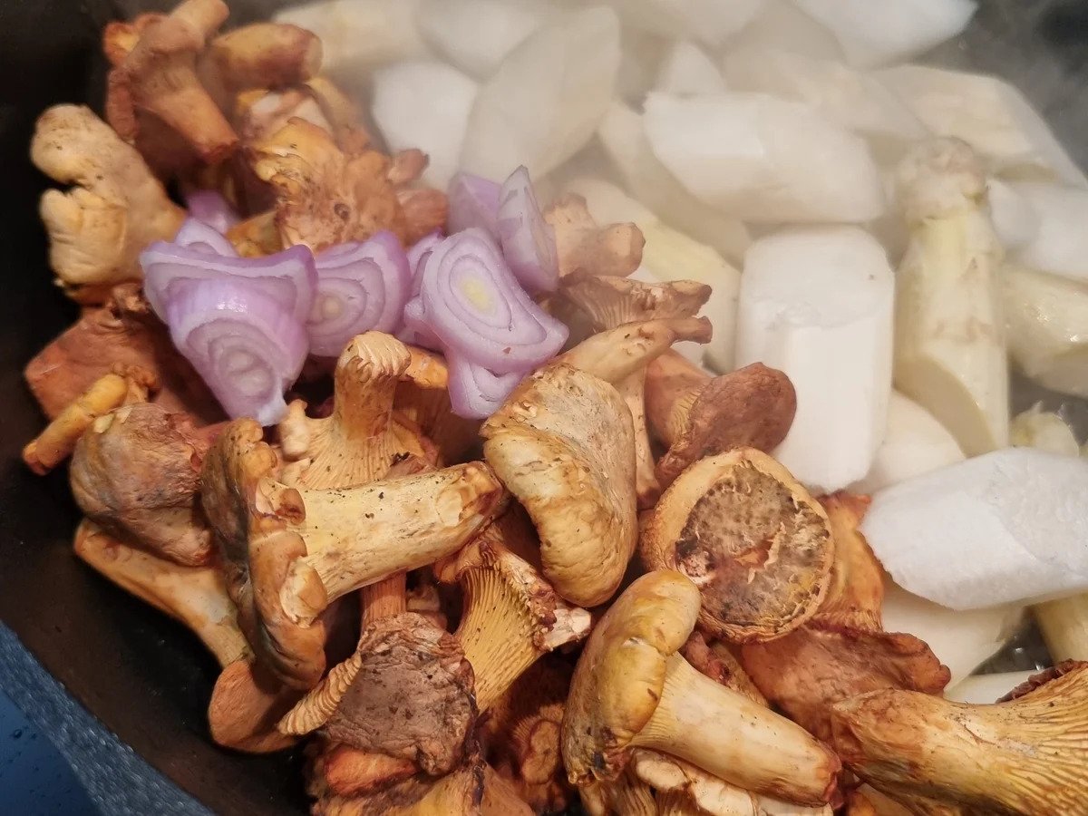 Hähnchenpfanne mit Spargel und Pfifferlingen - Rezept - Bild Nr. 16603