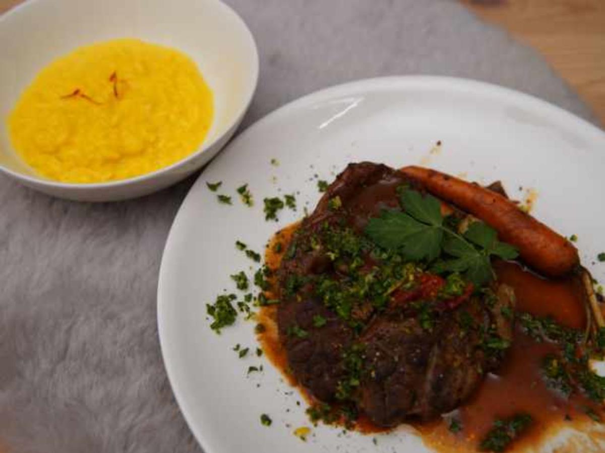 Ossobuco mit Gremolata und Risotto Milanese Rezept kochbar.de