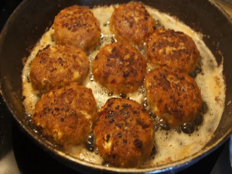 Rezept: Gefüllte-Frikadellen mit Busch-Bohnen und Süßkartoffel-Creme Bild Nr. 16661 Gefüllte-Frikadellen mit Busch-Bohnen und Süßkartoffel-Creme - Rezept - Bild Nr. 16661