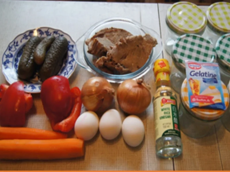 Schweinenackenbratensülze mit Gemüse im Glas - Rezept - Bild Nr. 3