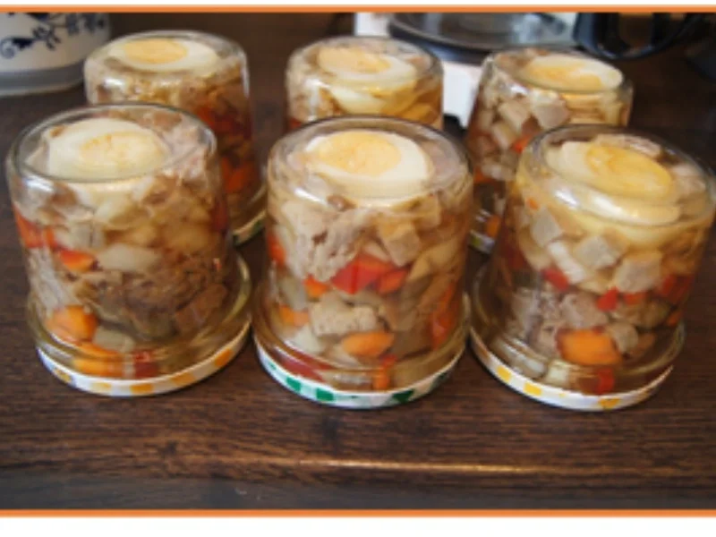 Schweinenackenbratensülze mit Gemüse im Glas - Rezept - Bild Nr. 12