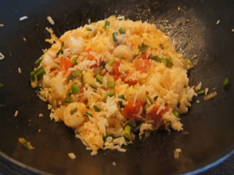 Rezept: Gebratener Basmatireis mit Garnelen und Spiegelei Bild Nr. 16710 Gebratener Basmatireis mit Garnelen und Spiegelei - Rezept - Bild Nr. 16710