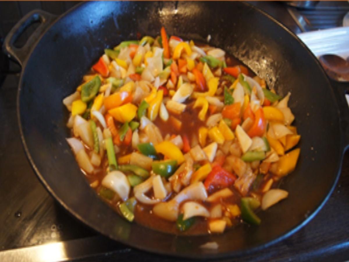 Frittierte Hackfleischbällchen mit Gemüse süß-sauer und Jasmin Reis - Rezept - Bild Nr. 19