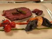 Galloway-Rind mit Pasta, Garnele und Spargel - Rezept - Bild Nr. 16724