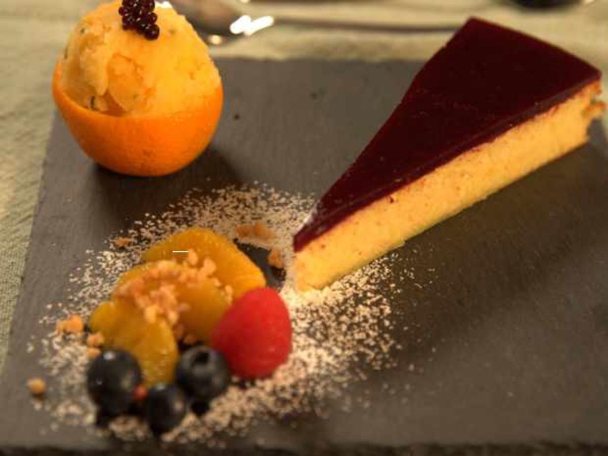 Mandelkuchen mit Orangensorbet - von Das perfekte Dinner