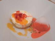 Cheesecake mit Erdbeer-Sorbet und Passionsfruchtgelee - Rezept - Bild Nr. 2