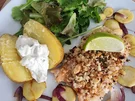 Ofenkartoffeln mit Lachs und Blattsalat-Mix - Rezept - Bild Nr. 16751