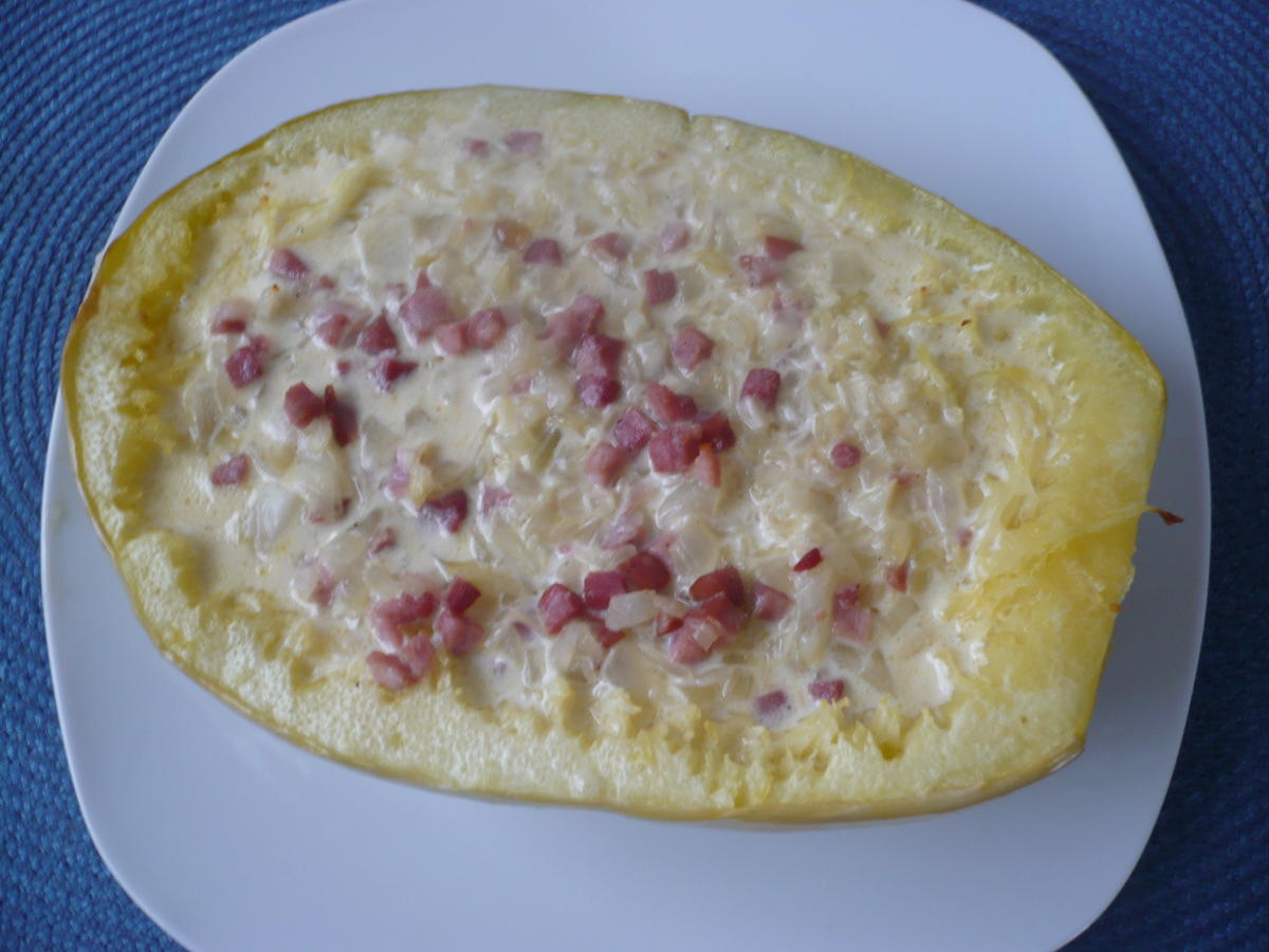 Spaghetti - Kürbis Carbonara - Rezept - Bild Nr. 16751