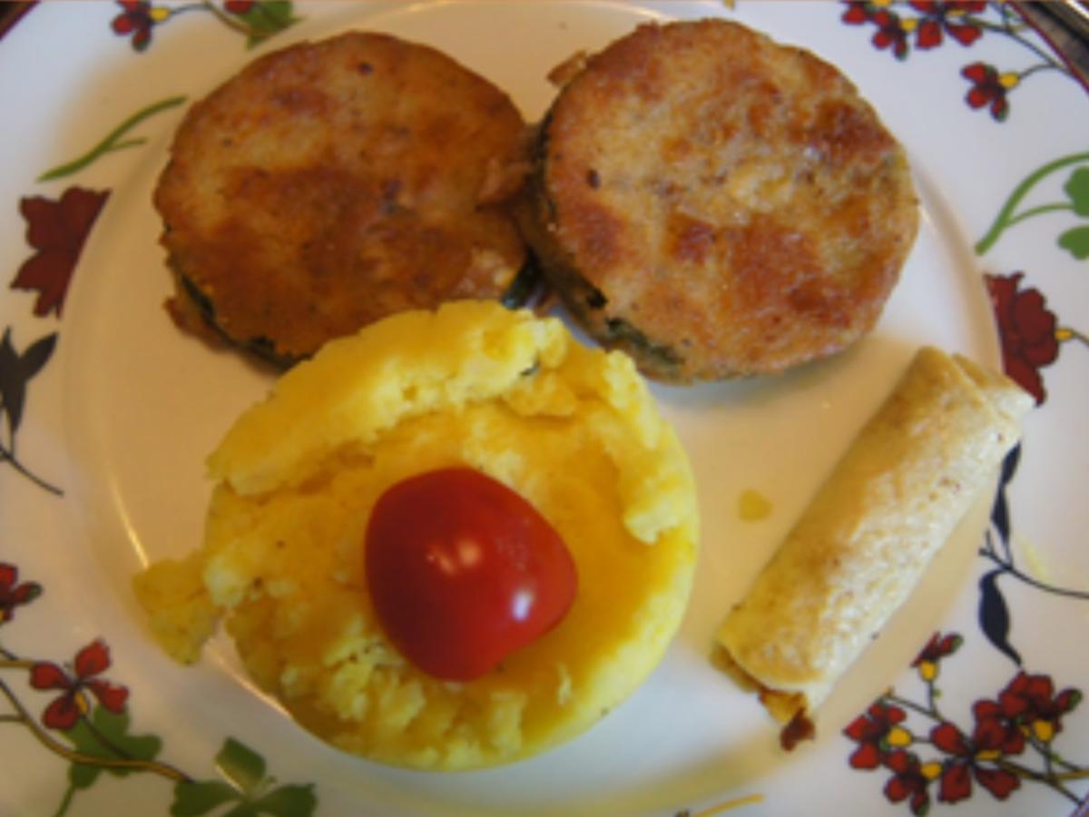 Zucchinischnitzel mit Kartoffelstampf und Feldsalat - Rezept - Bild Nr. 2