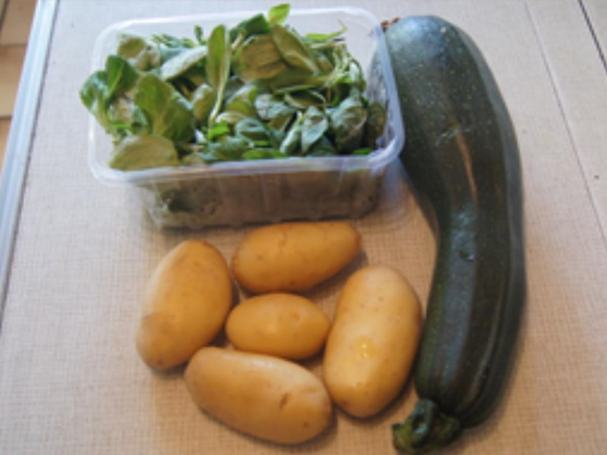 Zucchinischnitzel mit Kartoffelstampf und Feldsalat - Rezept - Bild Nr. 3