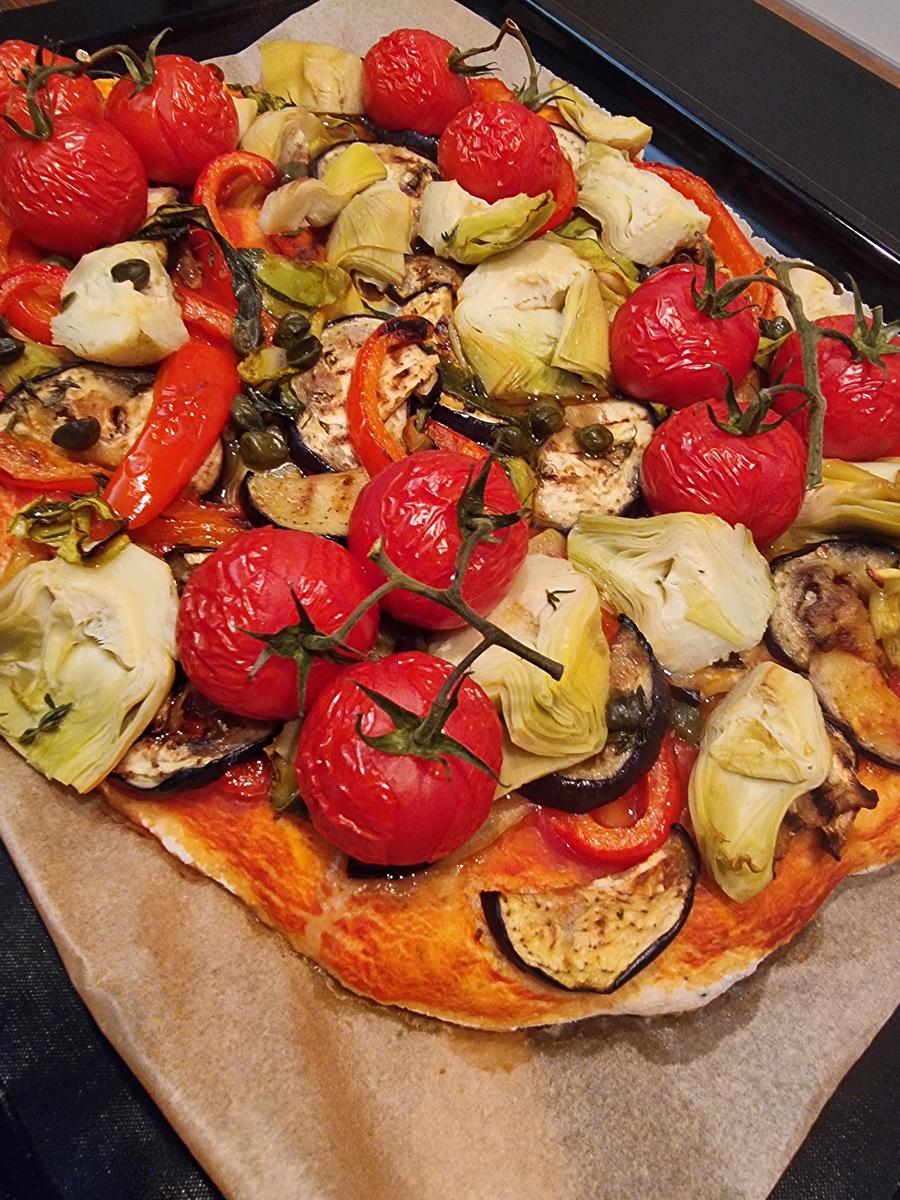 Pizza mit gegrilltem Gemüse - Rezept - Bild Nr. 16788
