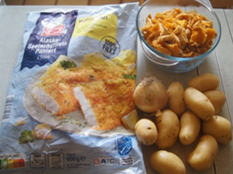 Rezept: Fischfilet mit Rahm-Pfifferlingen und Drillingen Bild Nr. 3 Fischfilet mit Rahm-Pfifferlingen und Drillingen - Rezept - Bild Nr. 3