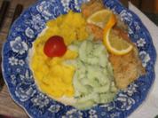Seelachsfilet mit Gurkensalat und Kartoffelstampf - Rezept - Bild Nr. 2
