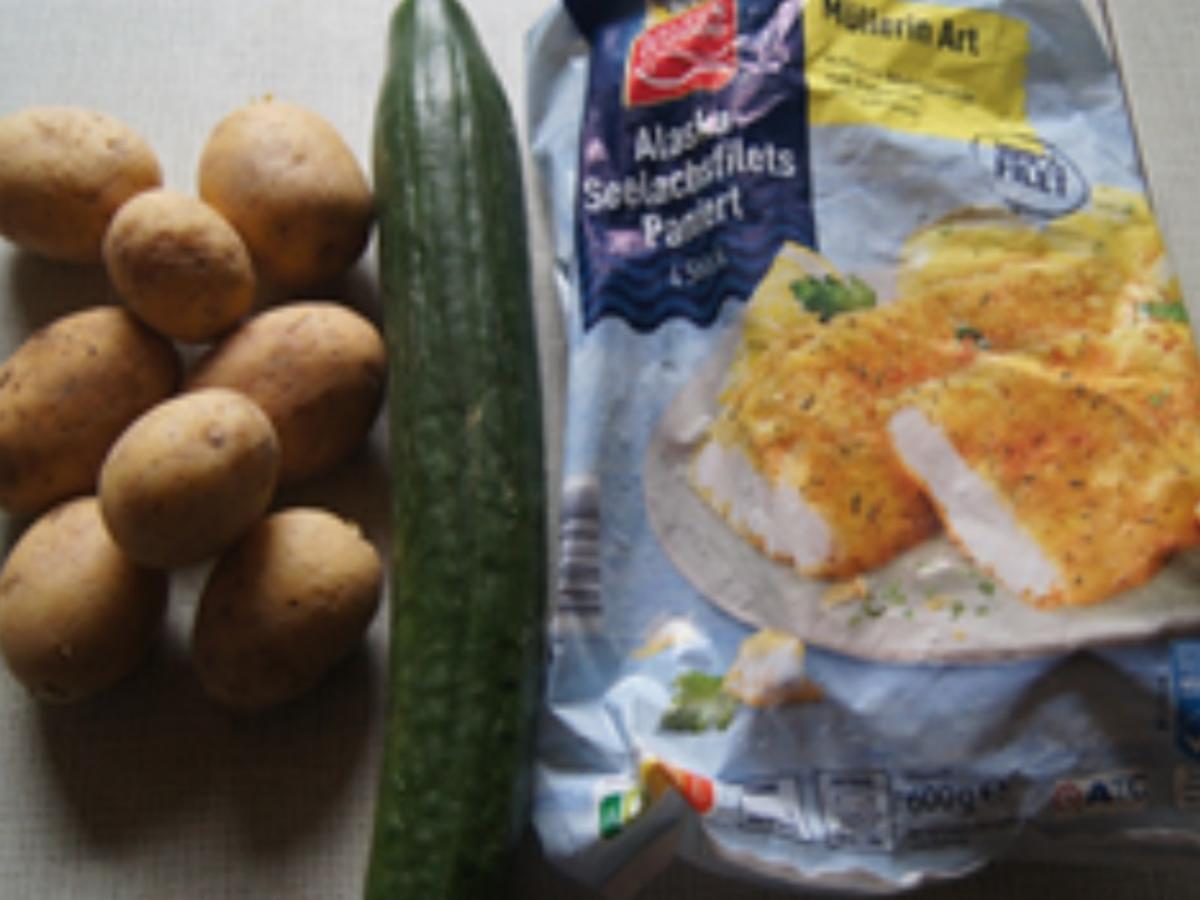 Seelachsfilet mit Gurkensalat und Kartoffelstampf - Rezept - Bild Nr. 3