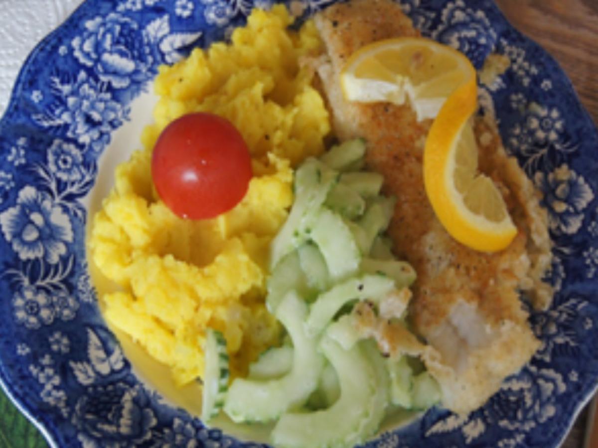 Seelachsfilet mit Gurkensalat und Kartoffelstampf - Rezept - Bild Nr. 13