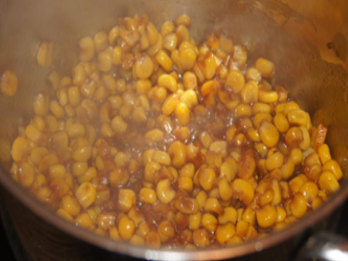 Steinpilzschnitzel mit pikanten Honig-Mais und Drillingen - Rezept - Bild Nr. 8
