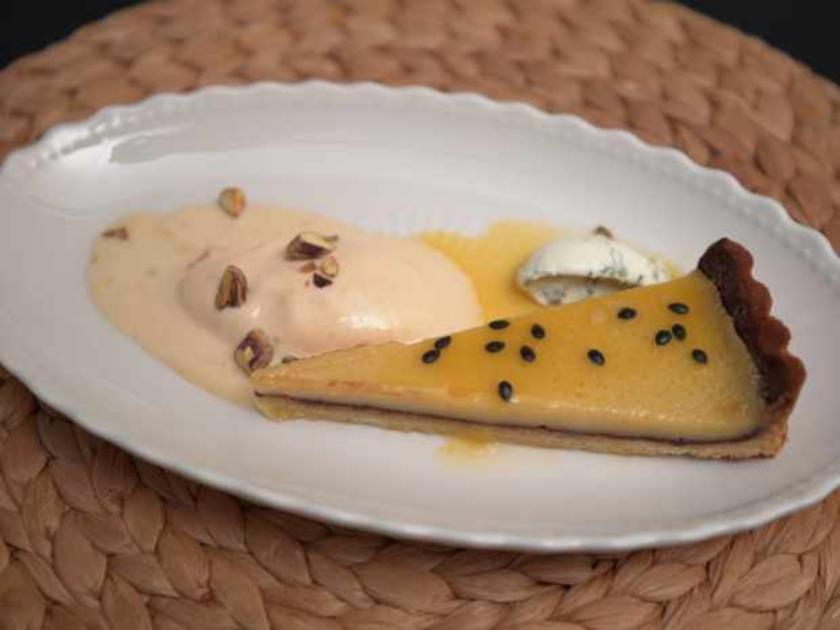 Tomaten Pfirsich Eis an Orangen Frucht Tarte - von Das perfekte Dinner