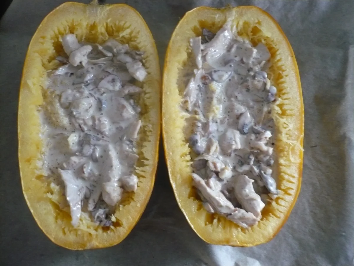 Spaghettikürbis mit Geschnetzeltem - Rezept - Bild Nr. 16840