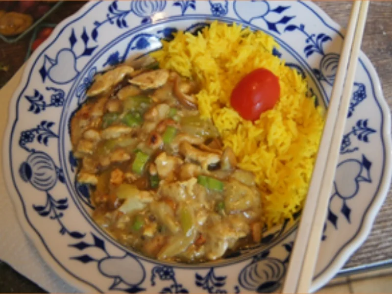 Hähnchen-Steinpilz-Wok mit Basmatireis - Rezept - Bild Nr. 16878