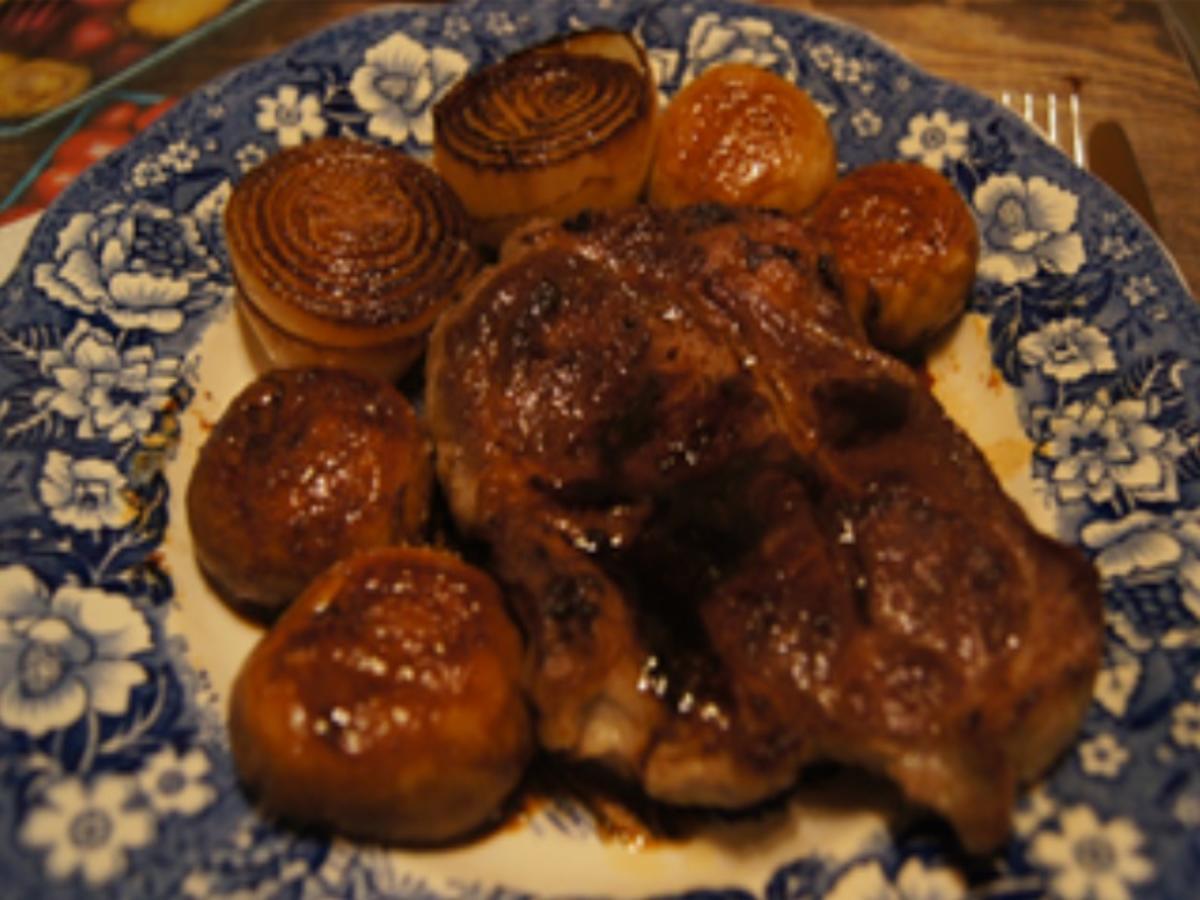 Steak mit Zwiebeln und Champignons - Rezept - Bild Nr. 7