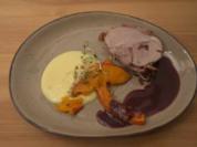 Braten mit Rotweinjus, Kartoffelpüree und Ofenkürbis - Rezept - Bild Nr. 2