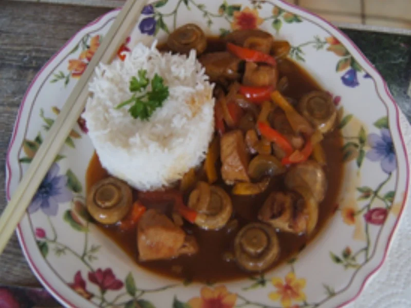 Hähnchenbrustfilet mit Champignons und Basmatireis - Rezept - Bild Nr. 16888
