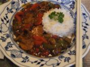 Schweinefilet mit Zwiebel-Paprika-Gemüse und Basmatireis - Rezept - Bild Nr. 16889