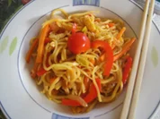 Wok-Gemüsemix süß-sauer mit Eierstreifen und Mie-Nudeln - Rezept - Bild Nr. 16893