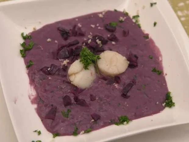 Süßkartoffel-Sauerkraut-Eintopf mit Coquilles Saint-Jacques - Rezept - Bild Nr. 2