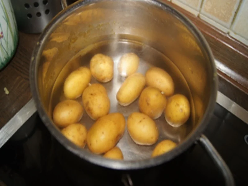 Kohlrabi-Schnitzel mit Erbsen-Kohlrabi-Rahm-Gemüse und Pellkartoffel-Drillingen - Rezept - Bild Nr. 16918