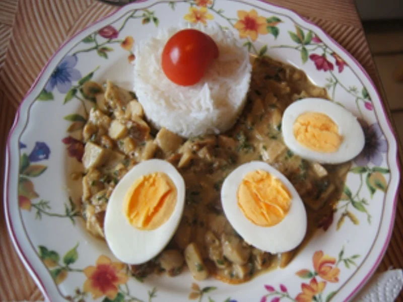Gekochte Eier auf Rahm-Steinpilzen mit Basmatireis - Rezept - Bild Nr. 16916