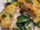 Wildlachsfilet mit Kartoffelkruste auf Spinat - Rezept - Bild Nr. 16931
