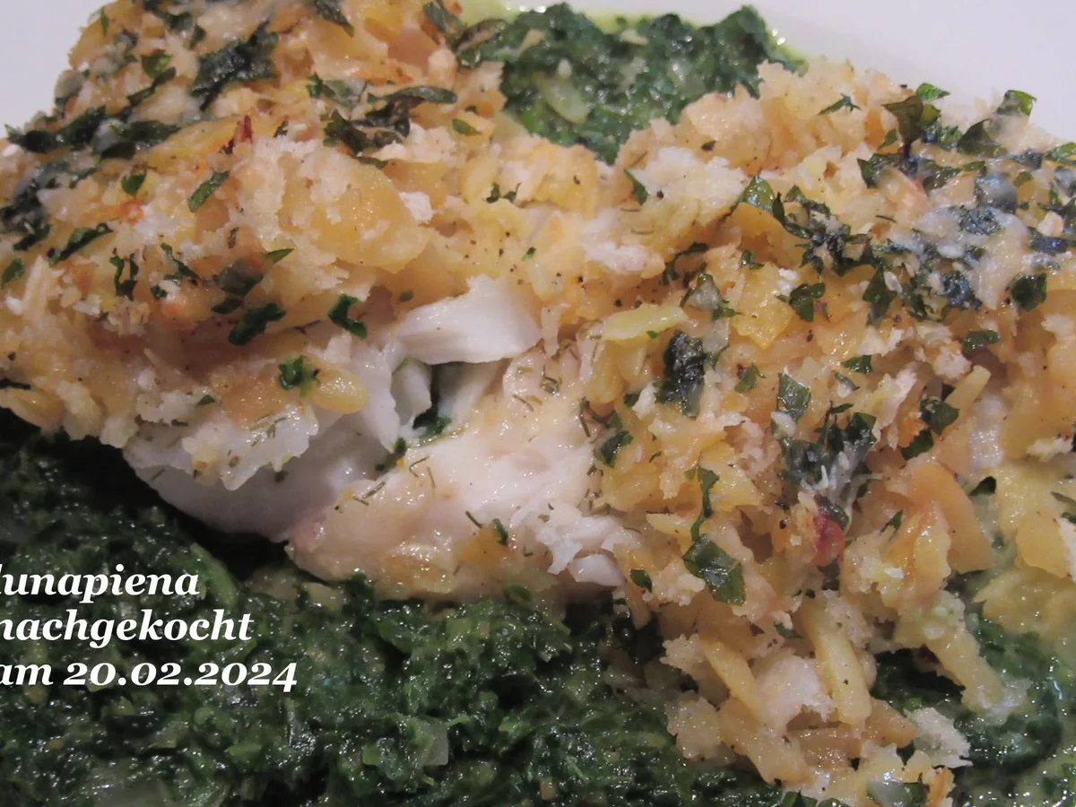 Rezept: Wildlachsfilet mit Kartoffelkruste auf Spinat Bild Nr. 16949 Wildlachsfilet mit Kartoffelkruste auf Spinat - Rezept - Bild Nr. 16949