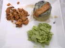 Maishühnchen an Seitlingen mit Kartoffelburg und Salat - Rezept - Bild Nr. 16934