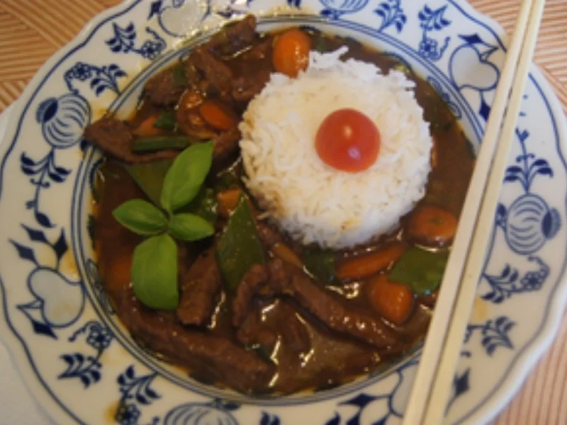 Rindfleisch mit Austernsauce und Basmatireis - Rezept - Bild Nr. 16933