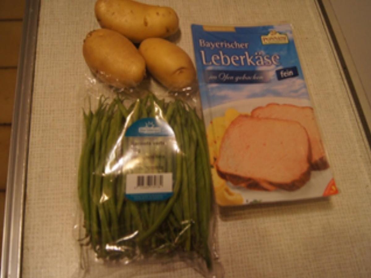 Leberkäse mitgrünen Bohnen und Kartoffelstampf - Rezept - Bild Nr. 3