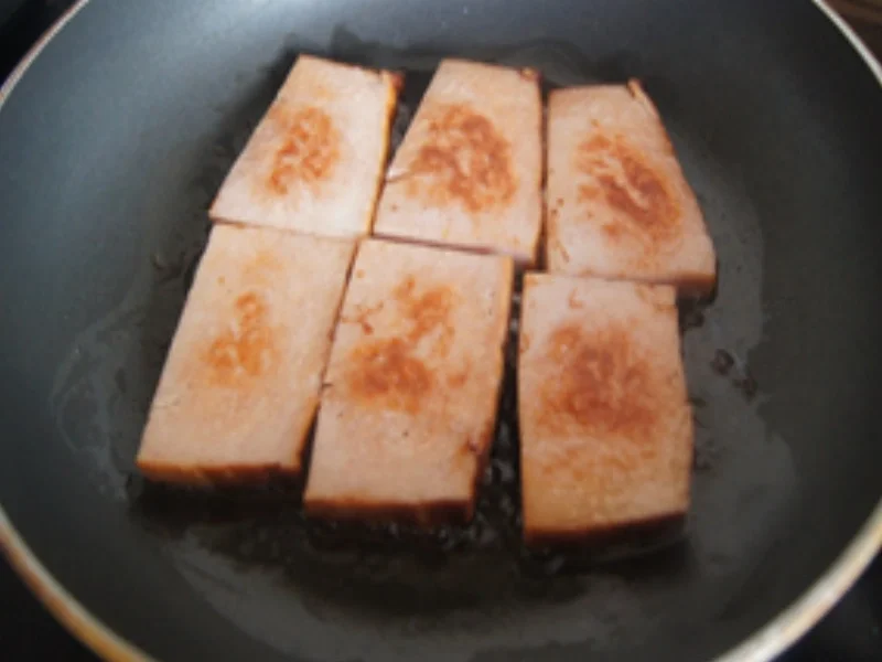 Rezept: Leberkäse mitgrünen Bohnen und Kartoffelstampf Bild Nr. 5 Leberkäse mitgrünen Bohnen und Kartoffelstampf - Rezept - Bild Nr. 5