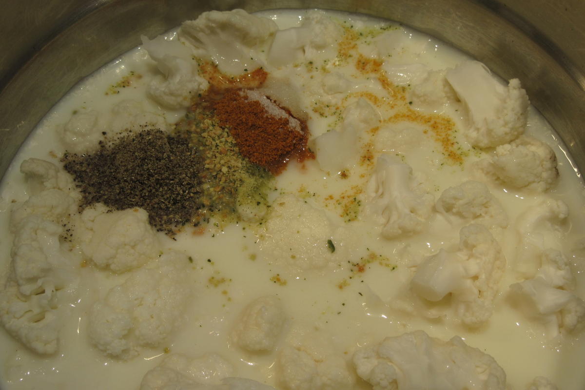 Suppen: Blumenkohl-Curry-Suppe mit Garnelenspieß - Rezept - Bild Nr. 17035