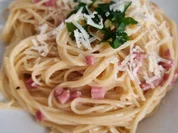 Capellini Carbonara ohne Sahne - Rezept - Bild Nr. 16954