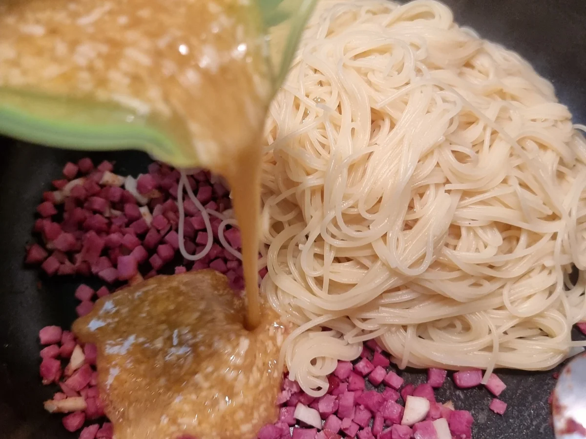 Capellini Carbonara ohne Sahne - Rezept - Bild Nr. 16962