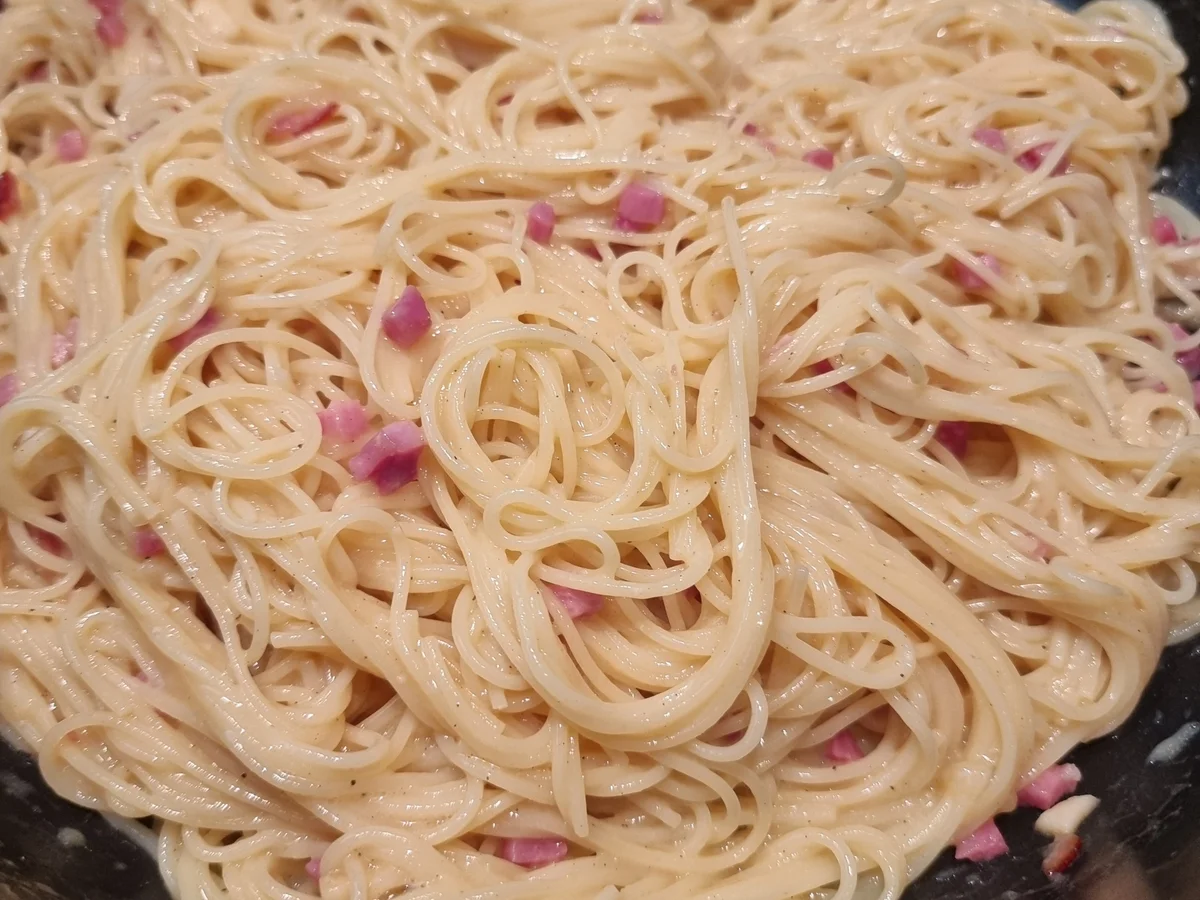 Capellini Carbonara ohne Sahne - Rezept - Bild Nr. 16965