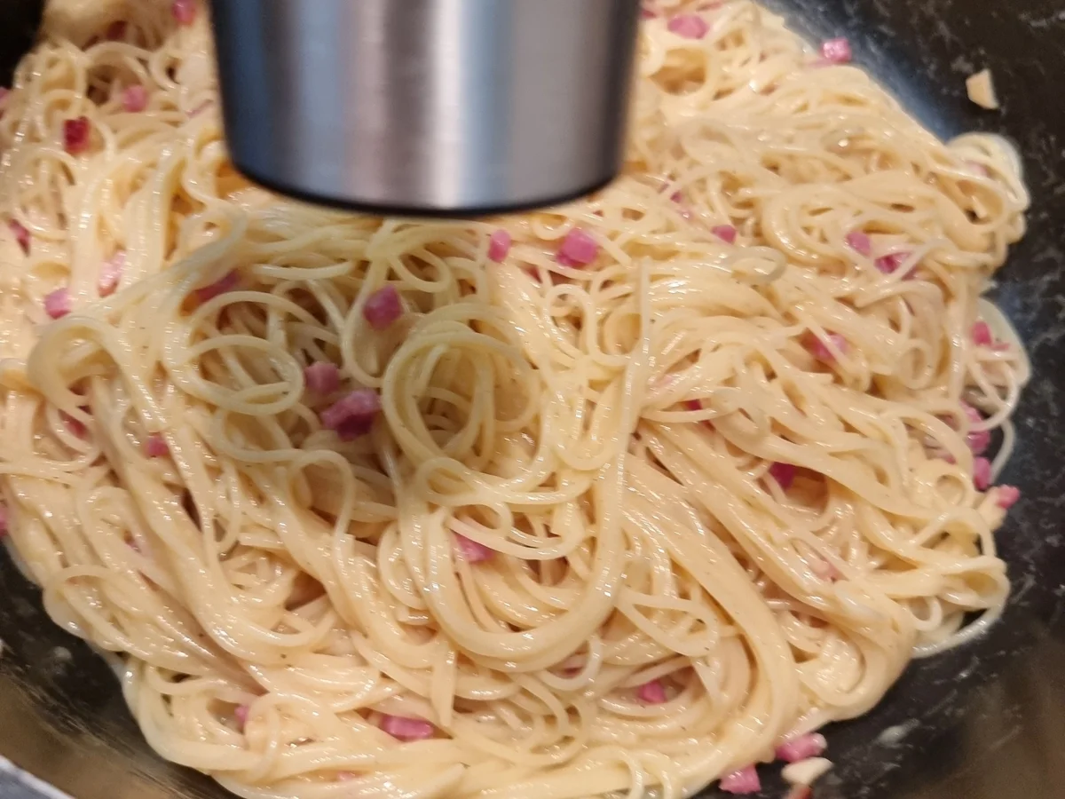 Capellini Carbonara ohne Sahne - Rezept - Bild Nr. 16966