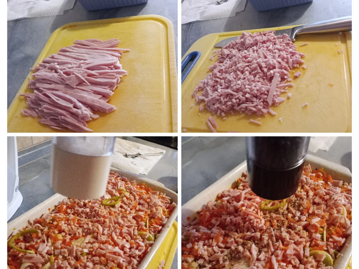 Rezept: Blumenkohl-Lauch-Möhren und in Würfel geschnittenen Hinterschinken Auflauf ./Resteverwertu Bild Nr. 16980 Blumenkohl-Lauch-Möhren und in Würfel geschnittenen Hinterschinken Auflauf ./Resteverwertu - Rezept - Bild Nr. 16980