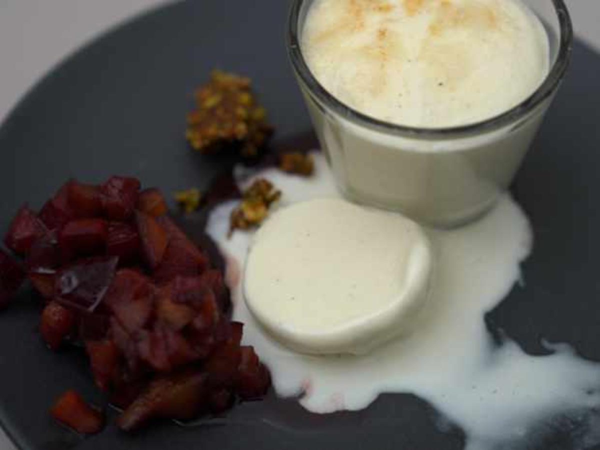 Crema Catalana Espuma, Joghurt-Eis und Pflaumen - Rezept - kochbar.de