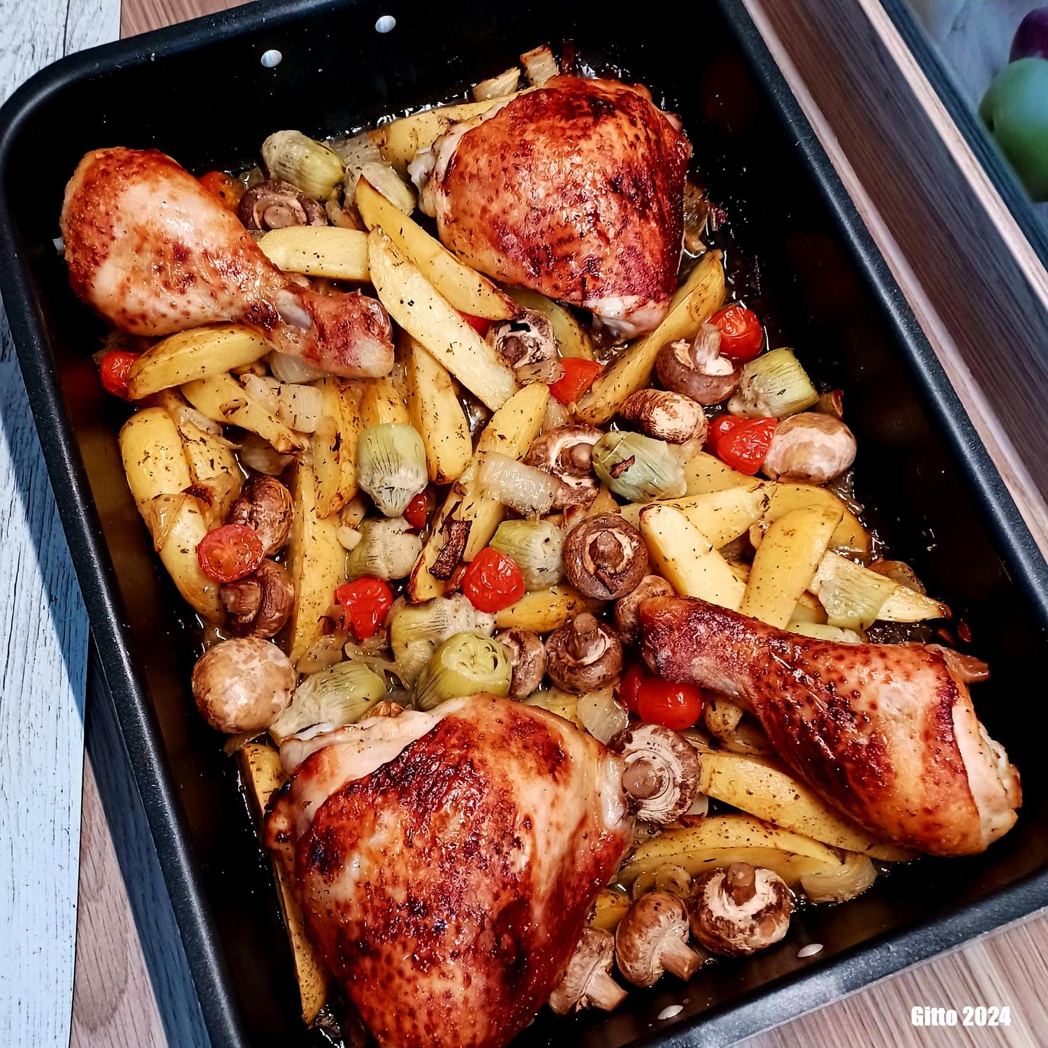 Wie Lange Brauchen Hähnchenkeulen Im Backofen Umluft Hähnchenkeulen aus dem Backofen mit leckeren Begleitern - Rezept