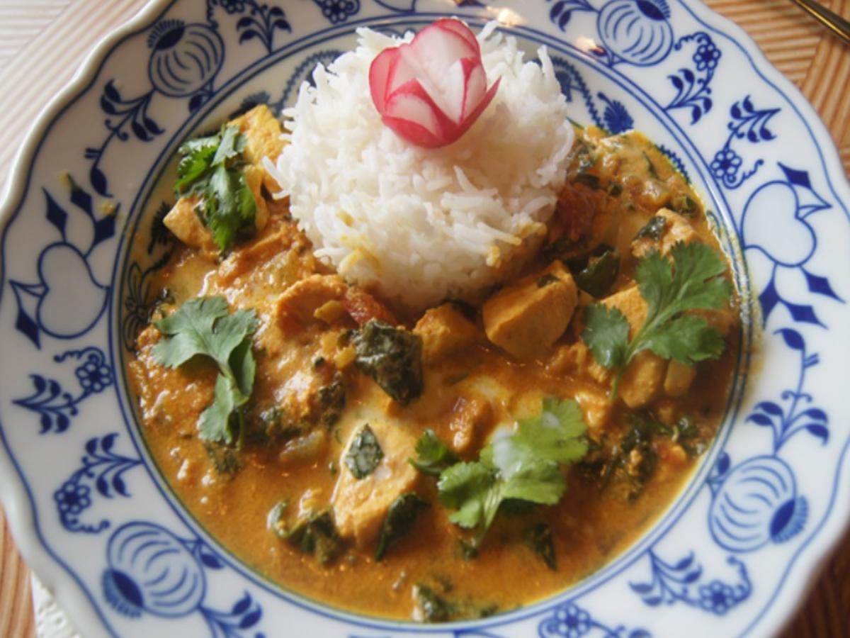 H Hnchen Gulasch Nach Indischer Art Mit Basmatireis Rezept Kochbar De