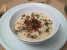 Sellerie-Birnen-Suppe mit Dill-Koriander-Salsa und Schinkenwürfeln - Rezept - Bild Nr. 2