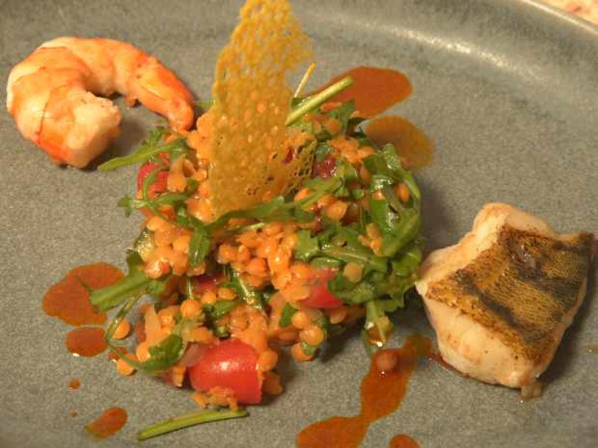 Roter Linsensalat mit gebratenem Zander und Garnele - einfach - von Das ...