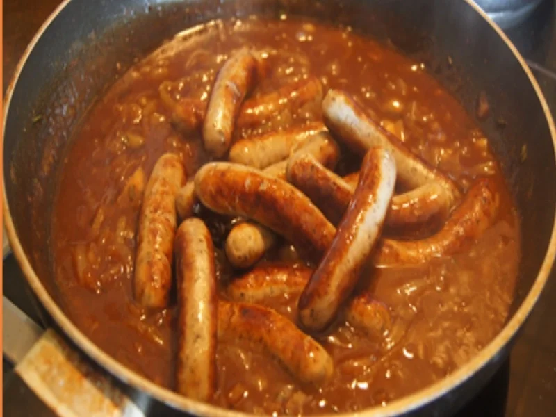 Rezept: Nürnberger Bratwürstchen in Zwiebelsauce und Kartoffelstampf und Salat Bild Nr. 9 Nürnberger Bratwürstchen in Zwiebelsauce und Kartoffelstampf und Salat - Rezept - Bild Nr. 9